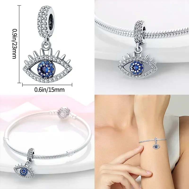 Heißer Verkauf 925 Silber Farbe Evil Eye Charm Dämon Auge Perle Für Original Armband & Armreif DIY Machen Mode Schmuck geschenk