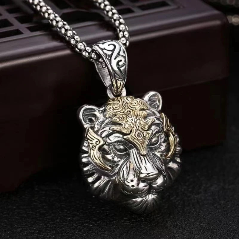 1 Stück Vintage-Halskette für Männer und Frauen, modischer Trend, Tigerkopf-Anhänger, Schmuck