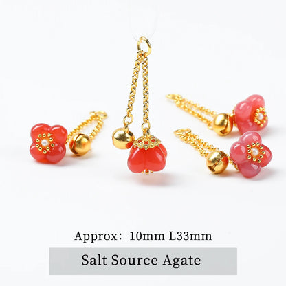 1 Stück Naturstein Salzquelle Achat geschnitzt Cartoon Katze Anhänger niedliche Charms für Schmuckherstellung DIY Armband Halskette Zubehör