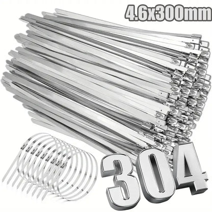Metall-Kabelbinder, selbstsichernde Befestigungsringe aus Edelstahl, robuste Kabelbinder, Auspufffolie, Organizer für das Heimbüro