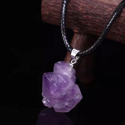 Natürliche Amethyst Stein Halskette Kristall Reiki Heilung Edelstein Anhänger Quarz für Männer Frauen Charms Minerals chmuck DIY Geschenk