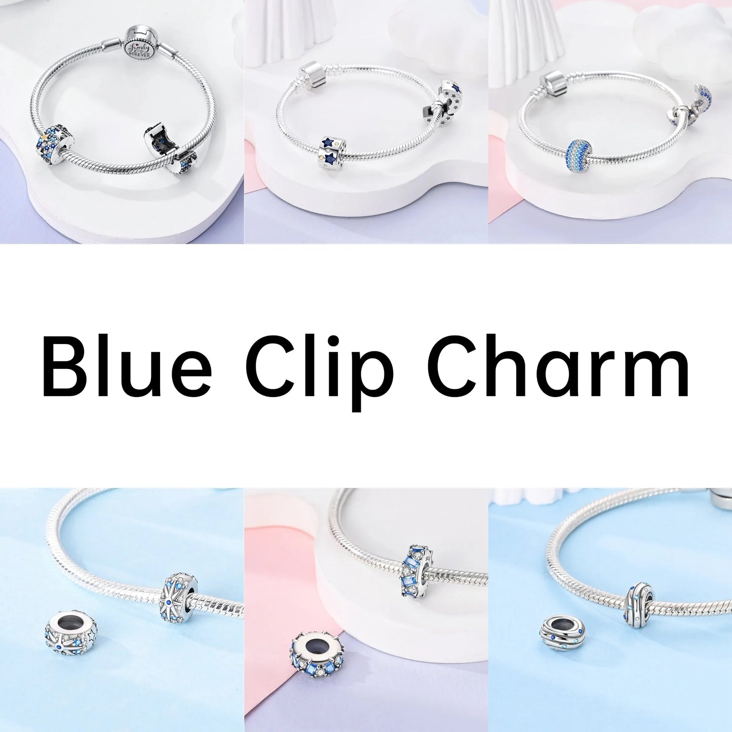 Lucky Clover Clip Charms 925 Sterling Silber Original Black Cat Stopper Clamp Silikon Spacer Charm für DIY Schmuck Armband