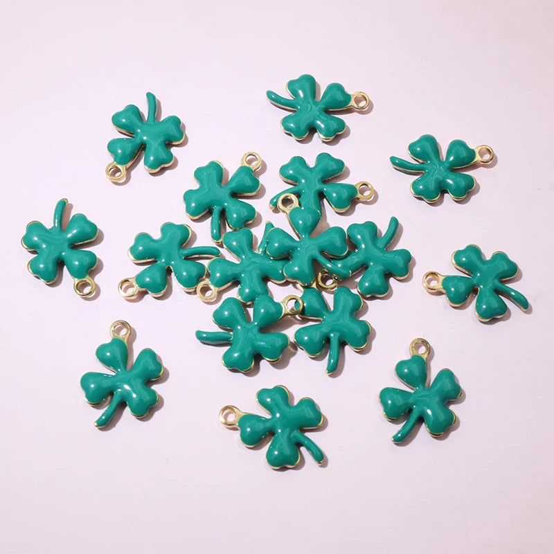 20 Stück 13x10mm Edelstahl Emaille Klee Blume Charms Anhänger Edelstahl DIY Schmuck Herstellung Zubehör Ergebnisse