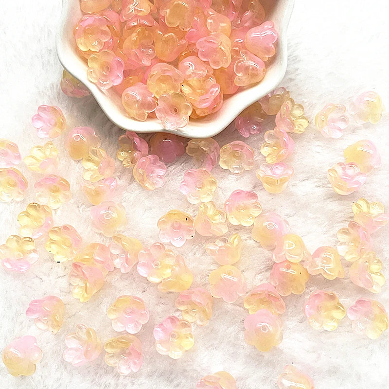 Neue 20 teile/los 7X12mm Bunte Bellflower Lampwork Perlen Kappen Glas Spacer Perlen für Schmuck Machen DIY Armbänder haarnadel