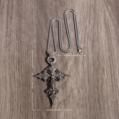 Vintage Gothic Totenkopf Jesus Kreuz Anhänger Halskette Katholischer Schmuck für Männer Punk Religiöse Amulett Halskette