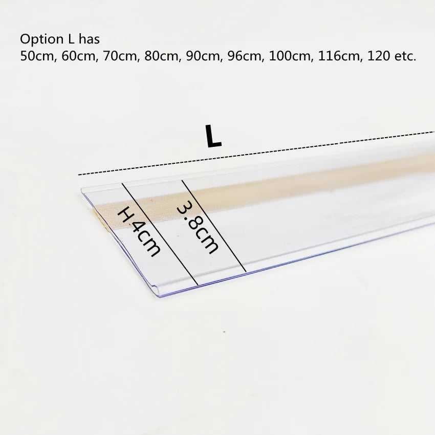 H4cm Lange Kunststoff-PVC-Regal-Datenstreifen, Preiskartenhalter, Klebeband, Warenbeschriftungsschild, Etikettenanzeige, 1 Packung