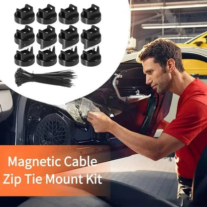 12/28Pcs Auto Verdrahtung Streifen Magnetische Kabelbinder Kabel Organizer Starke Kunststoff Magnetische Kabel Halter Für Kabel Management