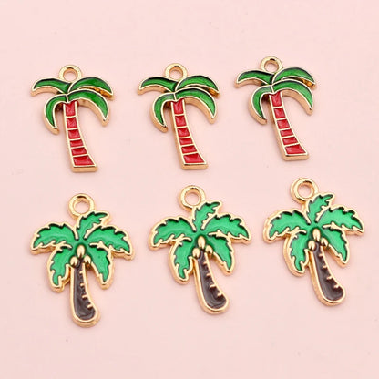 10 Stück Emaille Kokosnuss Palme Anhänger Anhänger Legierung Metall DIY Schmuck Herstellung Zubehör für Halsketten Ohrringe Armband