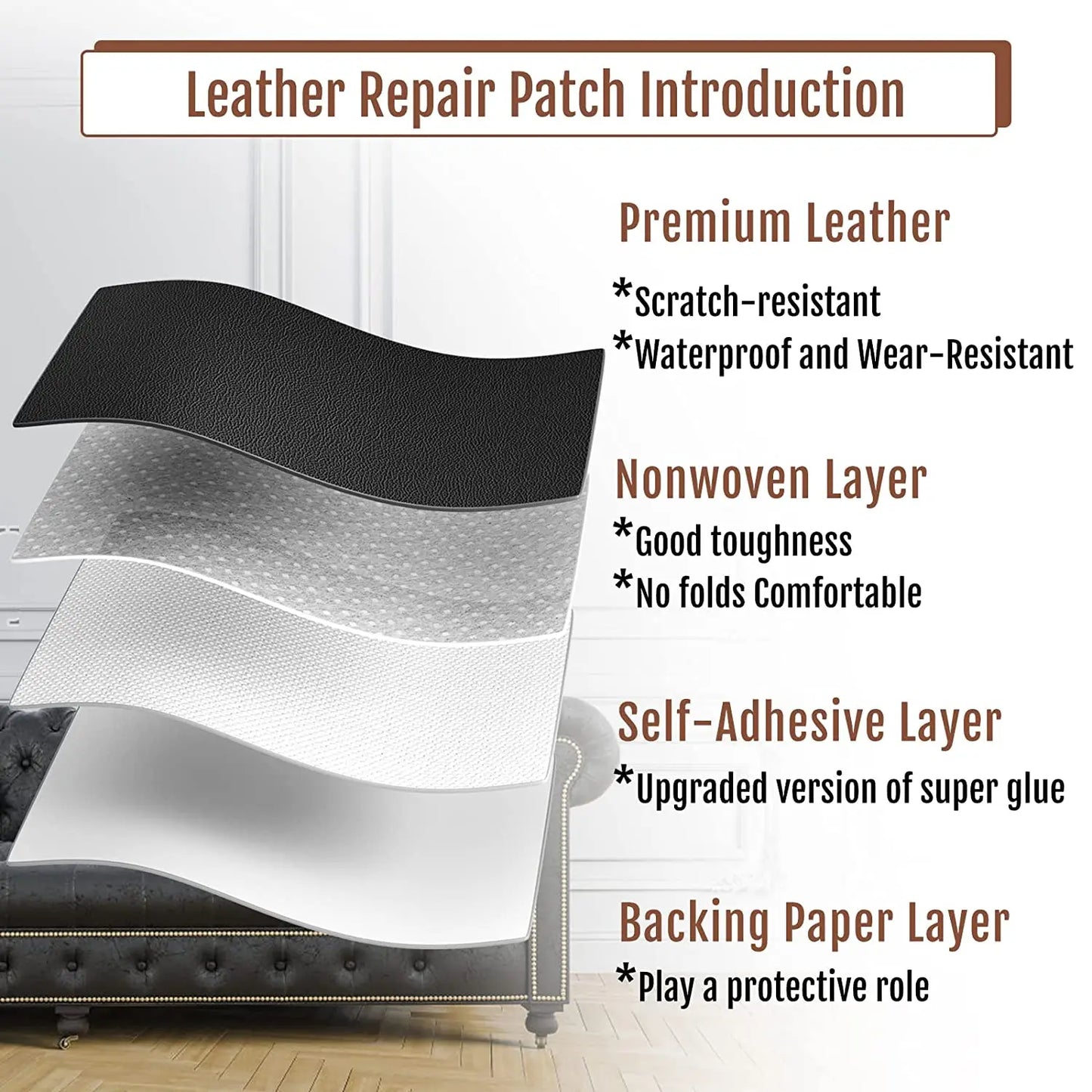Selbstklebendes Erste-Hilfe-Patch für Möbel, Schuhe, Leder-Patch, DIY, schwarzes, selbstklebendes Leder-Reparaturband für Sofa, 50 x 137 cm