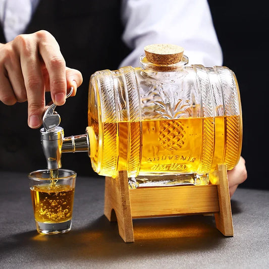 1l Glas Weinfass Alkohol und Honig Vorrats behälter mit Basis Haus und Bar liefert