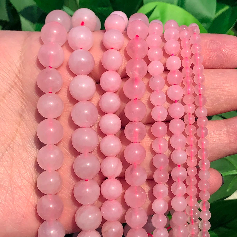 Naturstein Rose Rosa Quarz Kristall Runde Lose Perlen 15''Strang 4 6 8 10 12 MM Pick Größe für Schmuck Machen Diy Armband