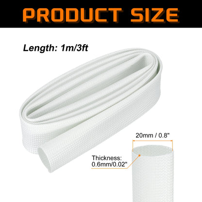 1/3 Meter geflochtene Kabelhülse, 12–25 mm ID, 200 °C, hitzebeständig, 1500 V, Glasfaser-Drahtisolierung, Kabelschutz, Organizer-Management