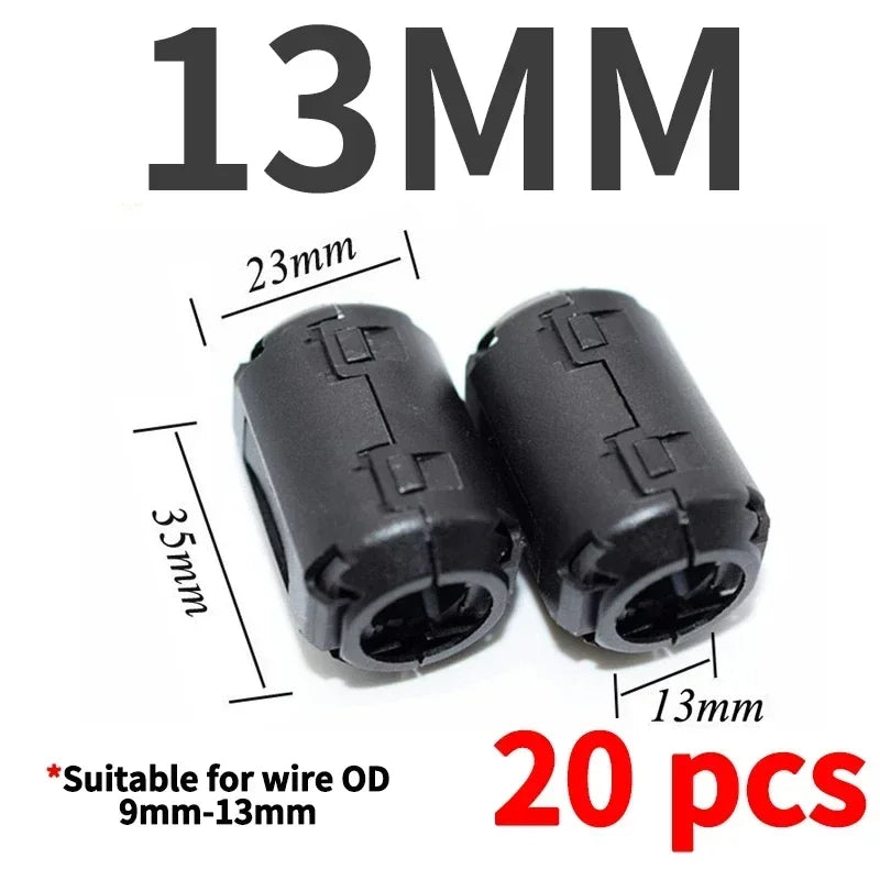 20Pcs 3,5/5/7/9mm Ferrit Filter Ringkern Ferrit Perle Clip Choke EMI RFI Noise Filter Clip Für USB/Video Kabel Netzkabel