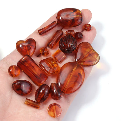 10-100 Teile/los Unregelmäßige Bernstein Acryl Perlen Kürbis Runde Disc Herz Form Lose Spacer Perlen Für Schmuck Machen DIY zubehör