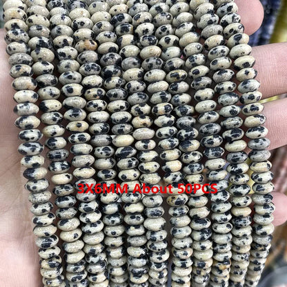Natürliche Stein Dalmatiner Jaspis Runde Würfel Facettierte Rondelle Lose Spacer Perlen Für Schmuck Machen Charms DIY Armbänder Halskette