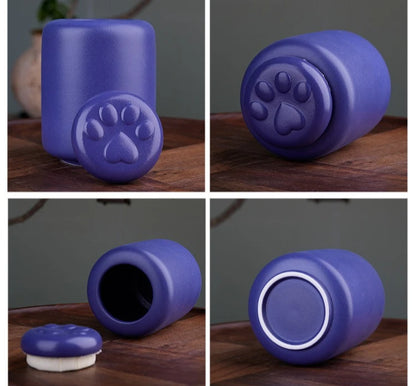 Ceramic Pet Urns with Paw Print Ashes, Funeral Storage, Animal Burial Urn, Cremation Keepsake, Puppy Ashes, Box, Caused Cat Souvenir