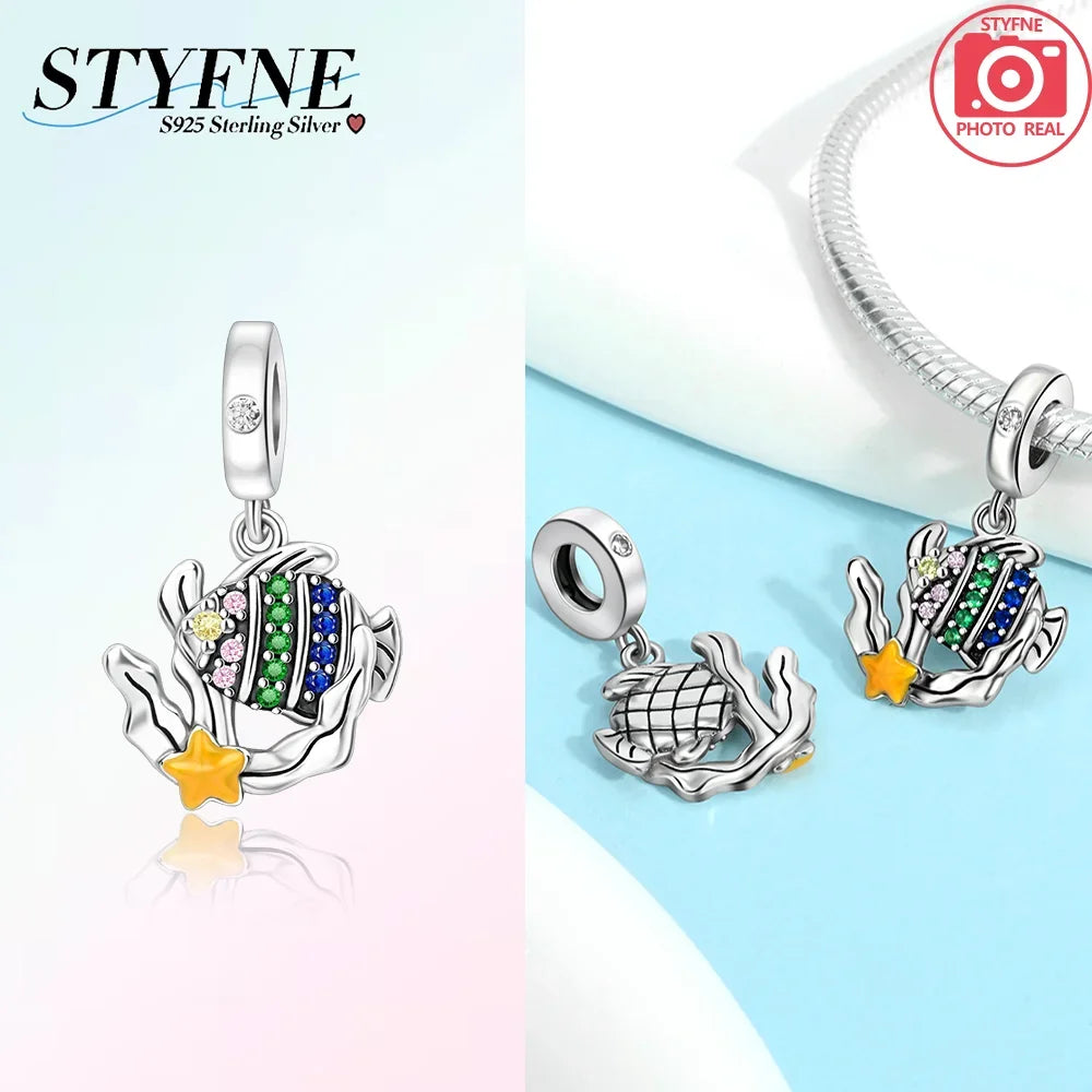 925 Silber DIY Schmuck Zubehör Zirkon Krabbe Wal Big Mouth Fisch Charms Perlen passen Original Armband Schmuckstück