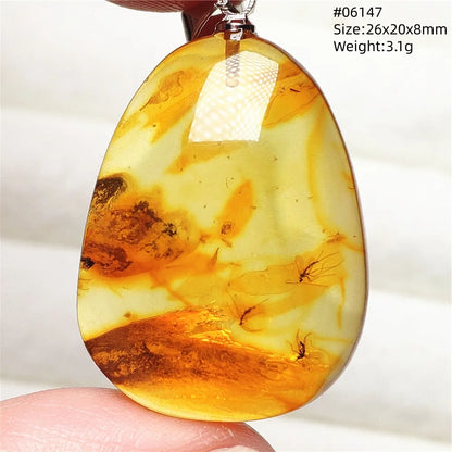 Natürlicher Piebald-Bernstein-Anhänger, gelber Bernstein, 36 x 23 x 14 mm, Edelstein-Anhänger, Halskette, Schmuck, AAAAA