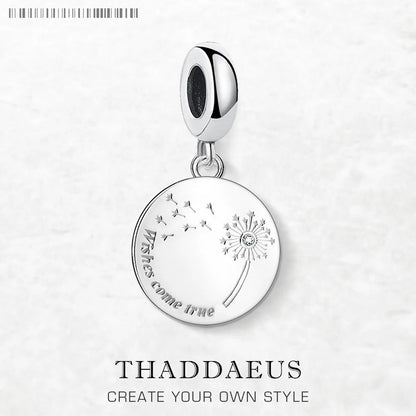 Löwenzahn wünscht sich wahr. Anhänger mit baumelndem Anhänger für Damen, edler Schmuck, trendiges Geschenk aus echtem 925er-Sterlingsilber