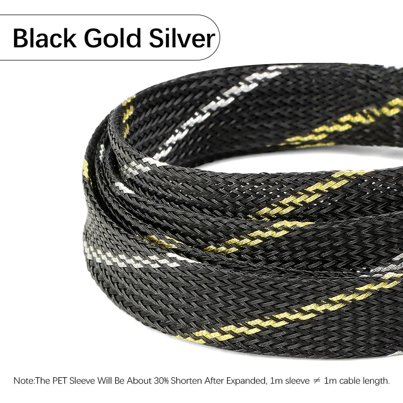 5m PET-Kabelschutzmantel 2 4 6 8 10 12 14 16 20 30mm Dehnbare Hochdichte Nylon-Isolierte Geflechtschläuche für Kabelschutz