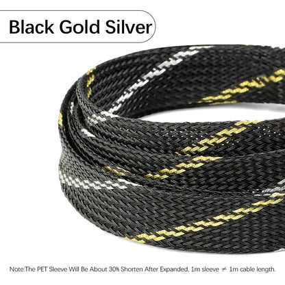 5m PET-Kabelschutzmantel 2 4 6 8 10 12 14 16 20 30mm Dehnbare Hochdichte Nylon-Isolierte Geflechtschläuche für Kabelschutz