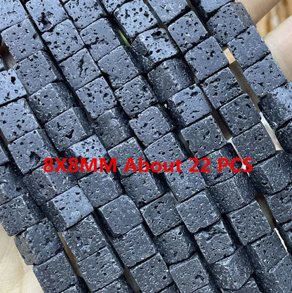 Natürliche Stein Schwarz Vulkanischen Lava Zylinder Räder Quadrat Runde Form Spacer Perlen Für Schmuck Machen Diy Armband Zubehör