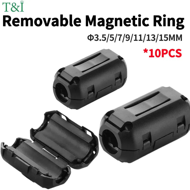 10 Stück Schnapp magnet ring ferrit filter für Kabel abschirmung abnehmbarer EMK-Innen durchmesser 3,5mm 5/7/9/11/13/15mm Ent magneti sierungs filter