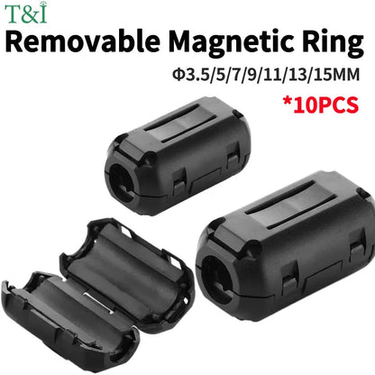 10 Stück Schnapp magnet ring ferrit filter für Kabel abschirmung abnehmbarer EMK-Innen durchmesser 3,5mm 5/7/9/11/13/15mm Ent magneti sierungs filter