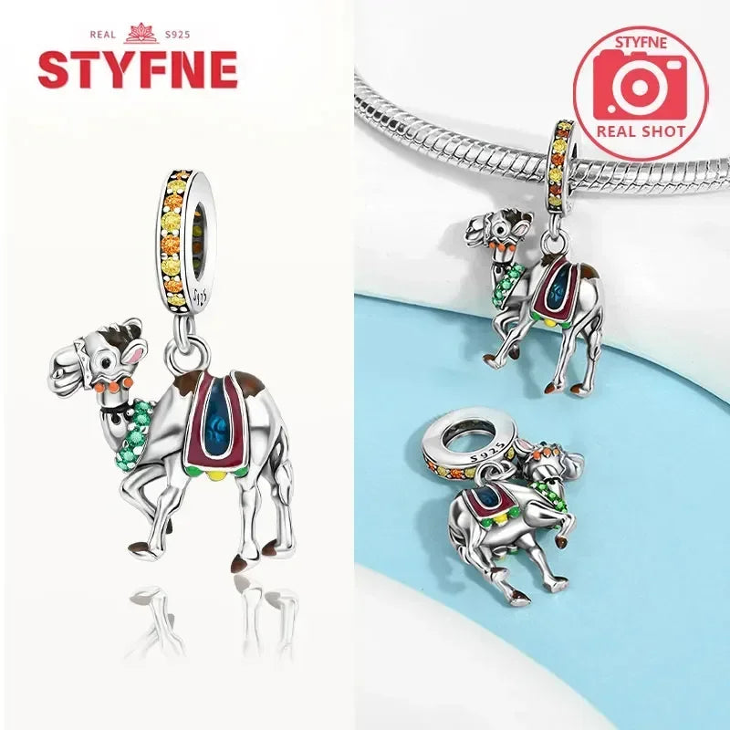 Silber 925 Gold Pyramide Mumie Doppel Charm Elefant Perlen passen Original Armband DIY edlen Schmuck Zubehör für Frauen Geschenke