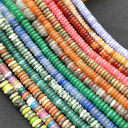 Naturstein Rondelle 2X6mm Türkise Quarz Jaspis Achate Flache Runde Spacer Perlen für Schmuckherstellung DIY Armband Zubehör