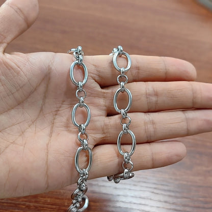 1 Stück Damen Herren Edelstahl handgefertigt ovale Kette Halskette Armband hochwertige große Kette Halskette Punk schwerer Schmuck