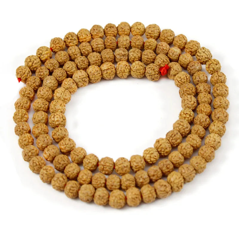 1 Strang natürliche Rudraksha Mala 108 Perlen 6/8/10/12 mm Rudraksha Gebetsperlen für Schmuck Halskette Armband Herstellung Zubehör