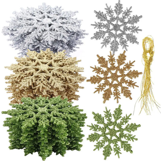 12pcs 7,5 cm Gold pulver Schneeflocke für Weihnachten charmante weiße Weihnachts baum Dekor Weihnachts feier Urlaub Weihnachts schmuck Wohnkultur