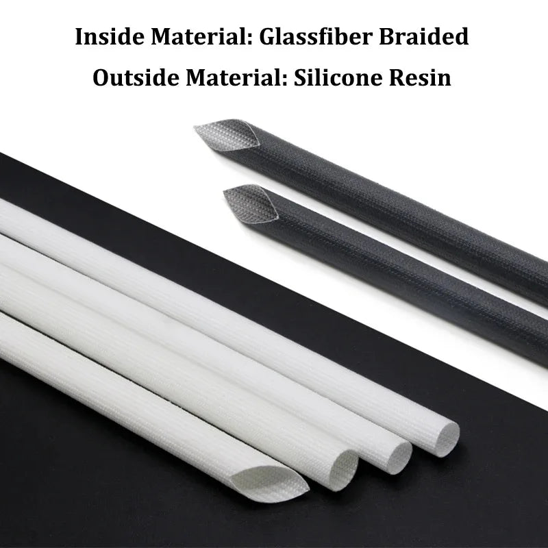 5/10M Glasfaserrohr 1mm ~ 25mm Silikonharzbeschichtete Isolierte Chemikalien- und Hochtemperatur-Glasfaser-Geflechtschlauch-Drahtummantelung