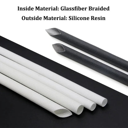5/10M Glasfaserrohr 1mm ~ 25mm Silikonharzbeschichtete Isolierte Chemikalien- und Hochtemperatur-Glasfaser-Geflechtschlauch-Drahtummantelung