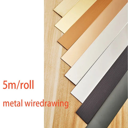 5M/Rolle Edelstahl flache dekorative Linien Silber Titan Gold Hintergrund selbstklebende Wandaufkleber Wand Decke Kantenstreifen