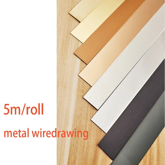 5M/Rolle Edelstahl flache dekorative Linien Silber Titan Gold Hintergrund selbstklebende Wandaufkleber Wand Decke Kantenstreifen