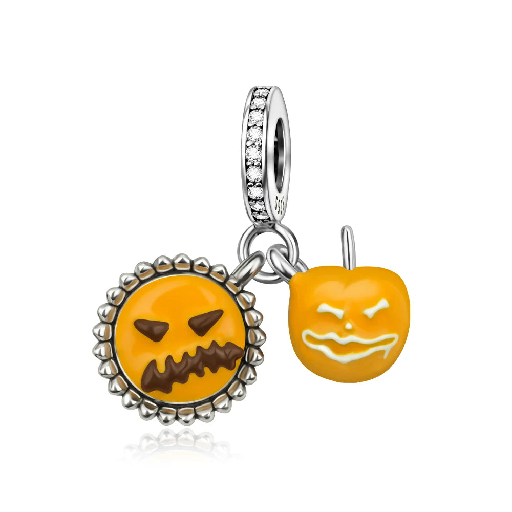 Heißer Verkauf 925er Sterlingsilber Schlitten- und Schneemann-Perlen und Kürbiskopf-Anhänger, passend für Armbänder, Weihnachts- und Halloween-Geschenke