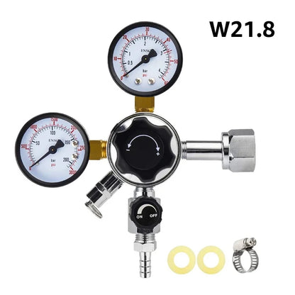 W 21,8 Co2 Regler, Homebrew Fass Kegerator Regler 3000PSI Druck Dual Che Co2 Regler mit Sicherheit Druck Relief Ventil
