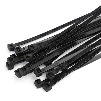 Kunststoff-Nylon-Kabelbinder, 100 Stück, schwarz, 5 x 300 Kabelbinder-Befestigungsring, 3 x 200 Kabelbinder-Reißverschluss mit 5 x 200 selbstsicherndem Nylon-Kabelbinder