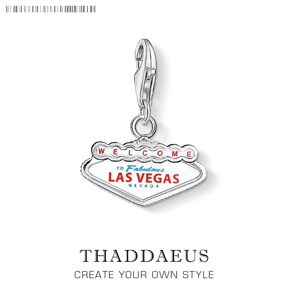 LAS VEGAS NEVADA 925 Sterling Silber Charme DIY Handgemachte Mode Schmuck Erkenntnisse Reisen Zubehör Für Frauen Männer