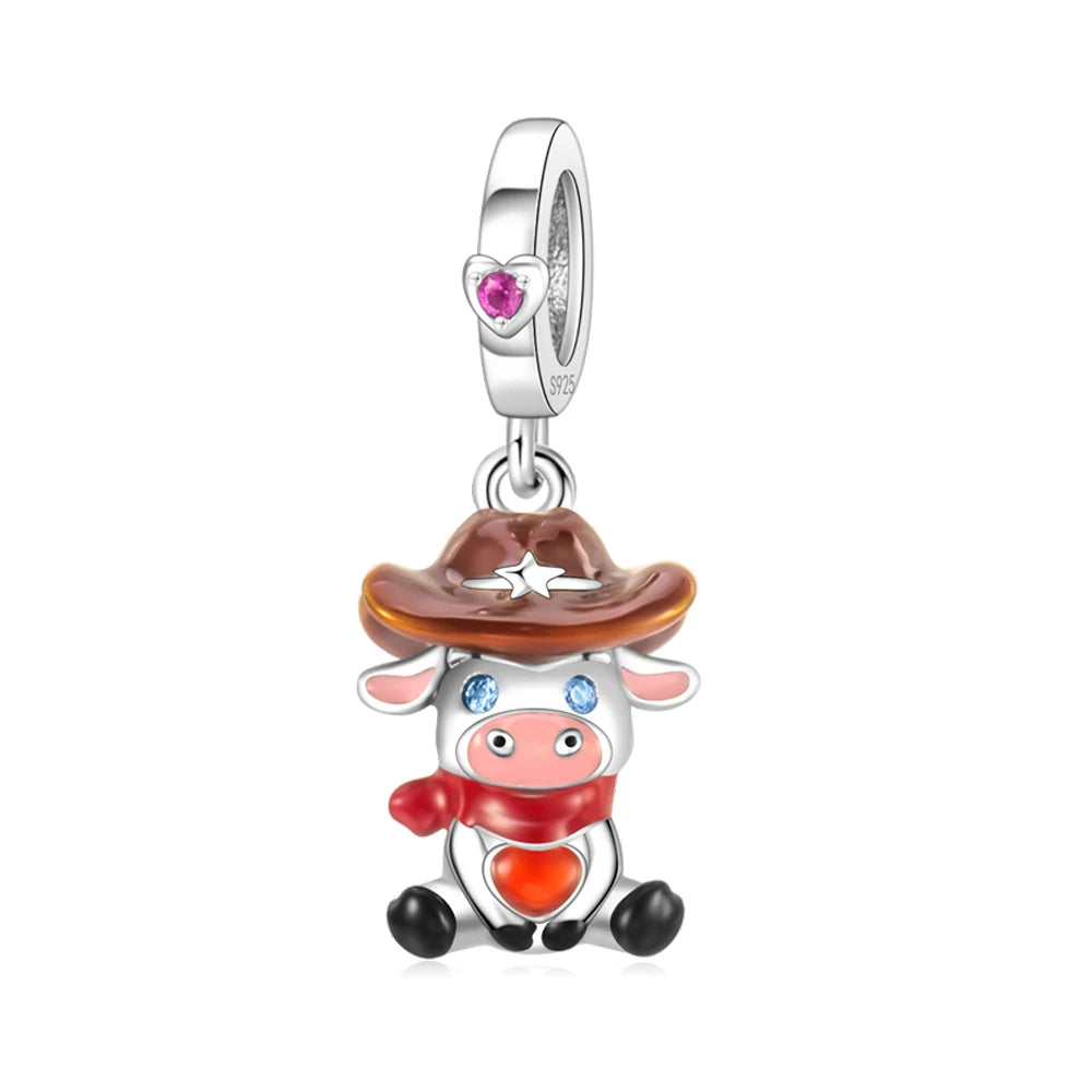 Tier-Serie, 925er-Sterlingsilber, Qualle, Pfau, Schildkröte, Kaninchen, Frosch, Charm, passend für DIY-Armbänder, Halsketten, Geschenke für Kinder
