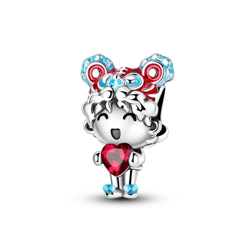 925 Silber Charms Original Design Blaue Augen Zirkon Katze Hund Perle Herz Charme DIY Fit Armband Für Frauen Hochzeit Schmuck Geschenk