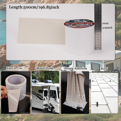 RV-Dach-Butyl-Reparatur-Dichtungsband, weiß, temperaturbeständig, starker Klebstoff, fällt nicht ab, geeignet für Anhänger, Boot, LKW, Wohnmobil