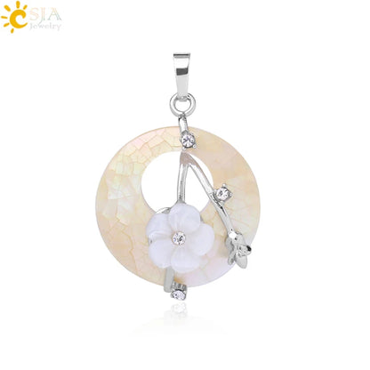 Natursteine Anhänger für Halskette Runde Blume Blatt Amethyste Rosenquarz Schwarzer Onyx Kristall Donut Reiki Schmuck G384