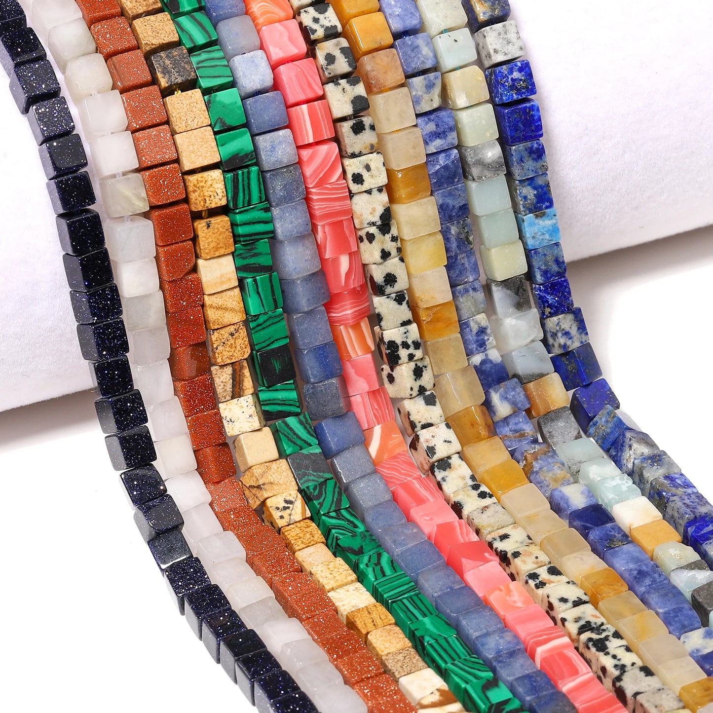 4 mm quadratische Würfelform-Perlen, natürlicher Lapislazuli, Amazonit, lila Achat-Steinperlen für Schmuckherstellung, DIY-Armband-Zubehör