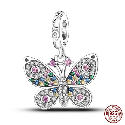 Fit 925 Original Armband 100 % 925 Sterling Silber Glänzende Bunte Zirkon Herz Charms Perlen Exquisite DIY Schmuck Geschenk