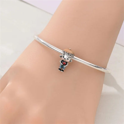 Charakter-Serie, 925er-Sterlingsilber, modisches Mädchen-Paar, Hochzeits-Charms, passend für DIY-Armbänder, Halsketten, exquisite Geschenk-Paarung