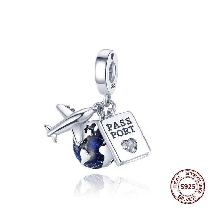 Flugzeug-Charm, 925er Silber, Original-Zirkon, Kleeblatt, Avocado, Charms, Perle, passend für Armbänder, DIY-Schmuck für Frauen, Hochzeitstag, Geschenk