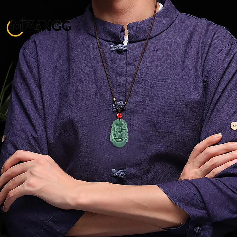 Natürliche eine Ware Jadeit zwölf chinesische Tierkreis Ratte Tiger Anhänger Schmuck hand geschnitzte benutzer definierte Maskottchen Schmuck Jade Halskette Geschenk